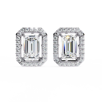 Empire Emerald Halo Lab Grown Diamond Studs - Ophiratbf
