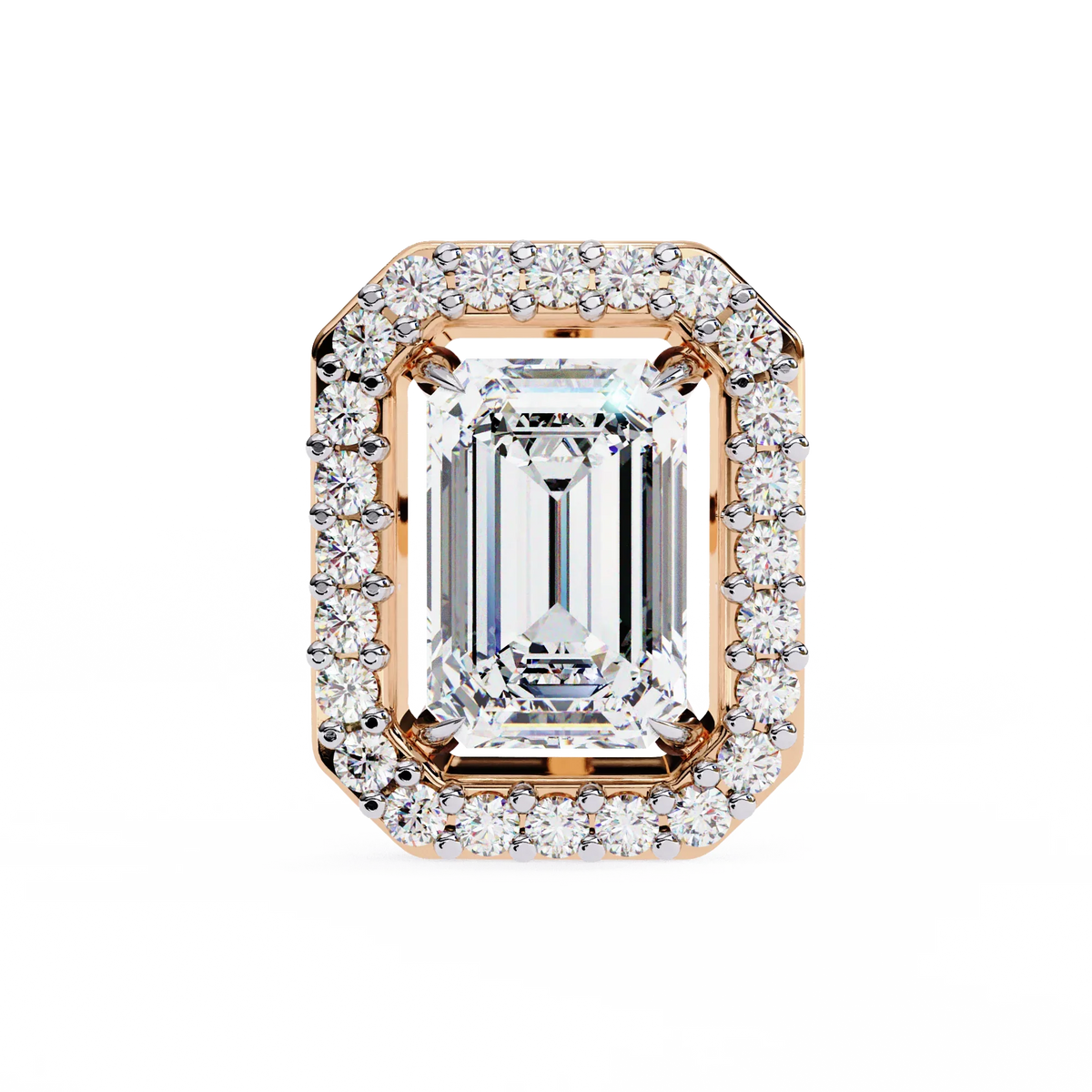 Empire Emerald Halo Lab Grown Diamond Studs - Ophiratbf