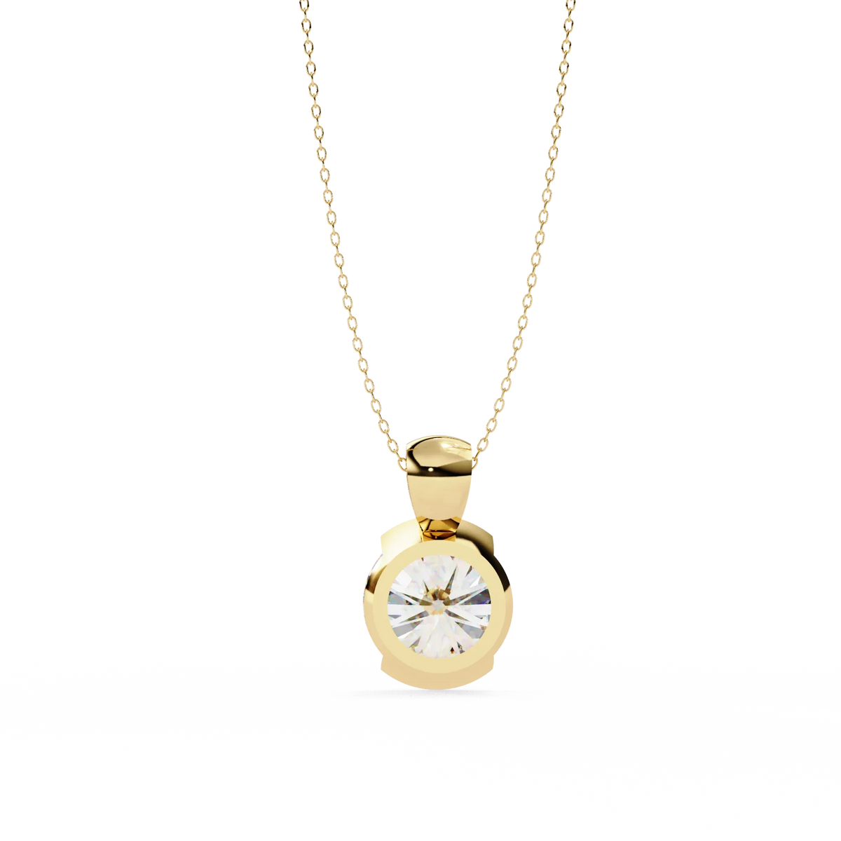 Solara Bezel Round Lab Grown Diamond Pendant - Ophiratbf
