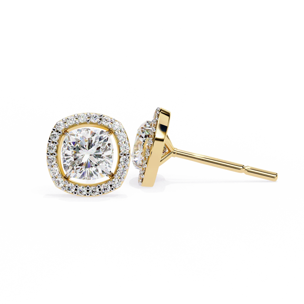 Serene Cushion Halo Lab Grown Diamond Studs - Ophiratbf