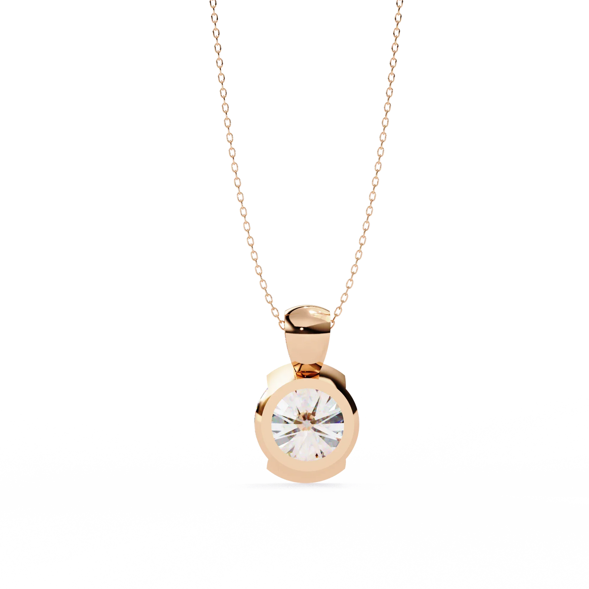 Solara Bezel Round Lab Grown Diamond Pendant - Ophiratbf