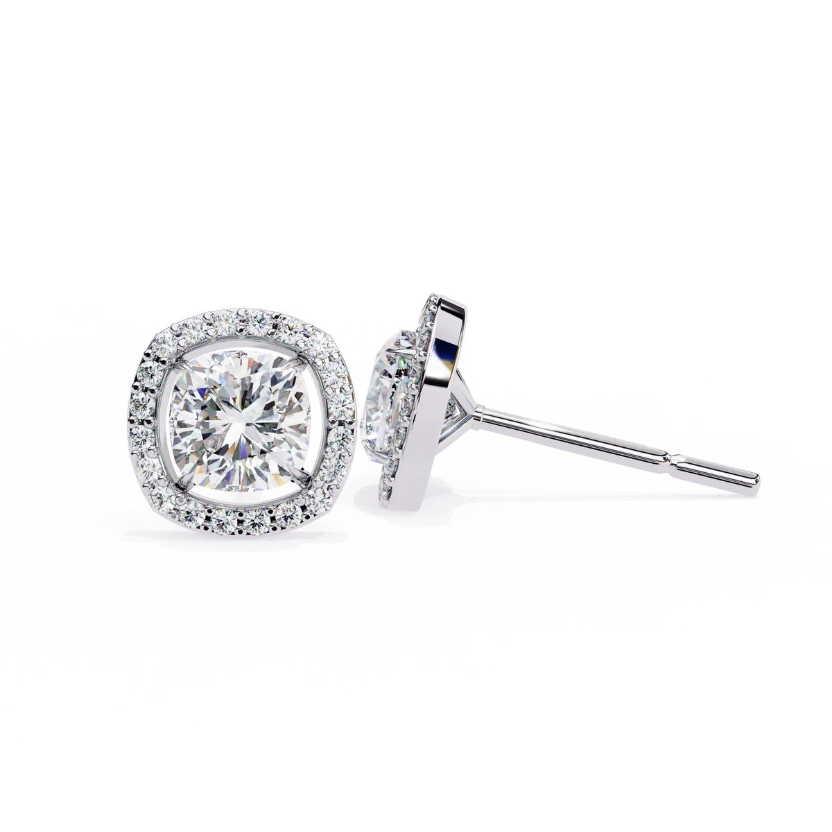 Serene Cushion Halo Lab Grown Diamond Studs - Ophiratbf