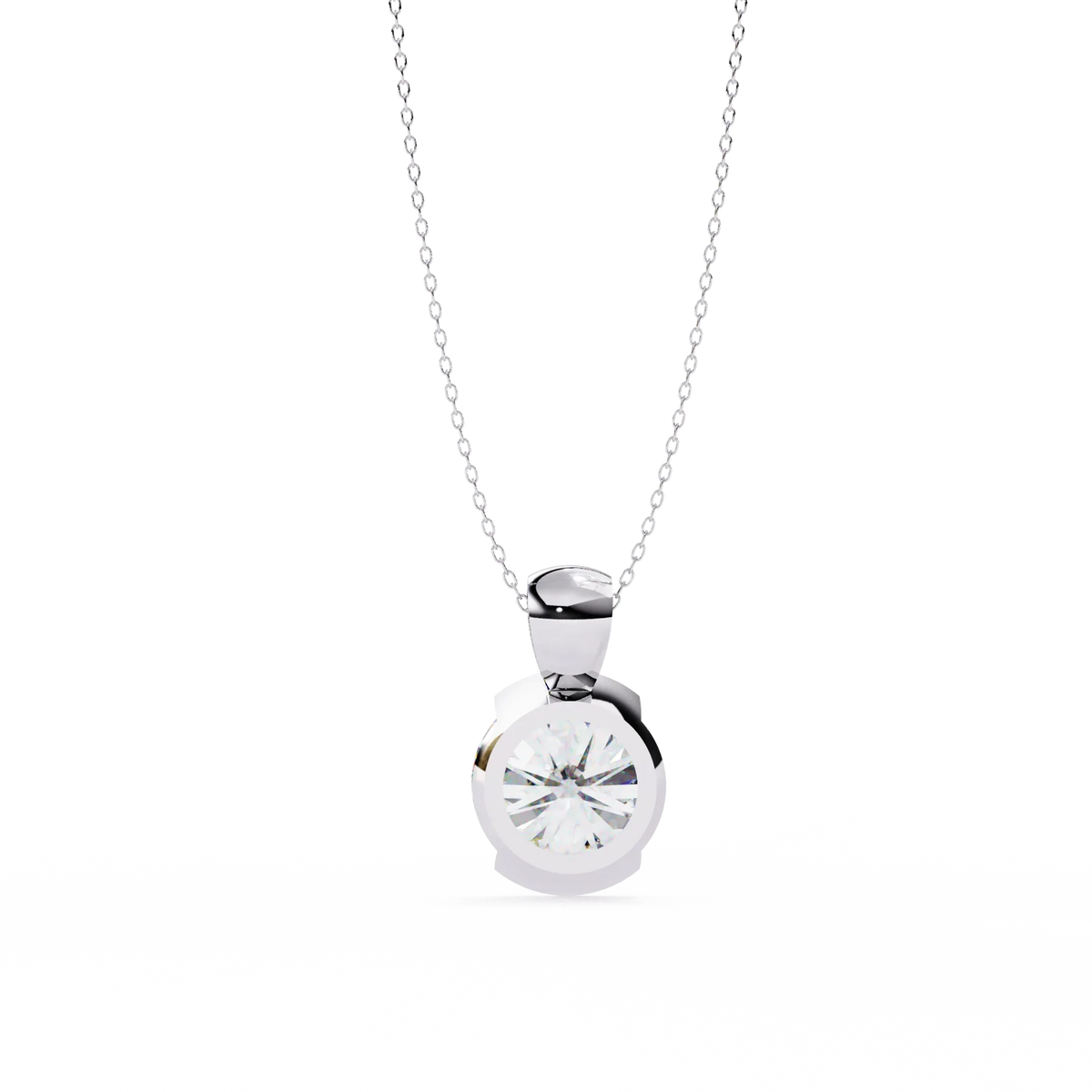 Solara Bezel Round Lab Grown Diamond Pendant - Ophiratbf