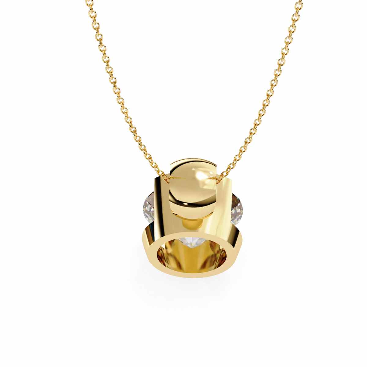 Solara Bezel Round Lab Grown Diamond Pendant - Ophiratbf