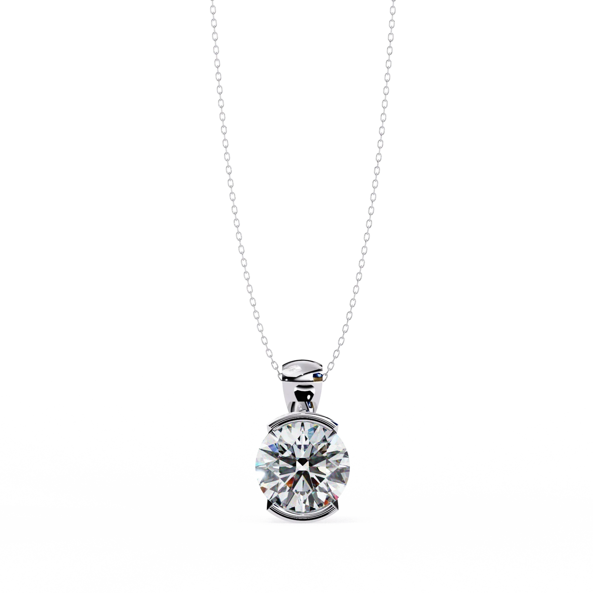 Solara Bezel Round Lab Grown Diamond Pendant - Ophiratbf