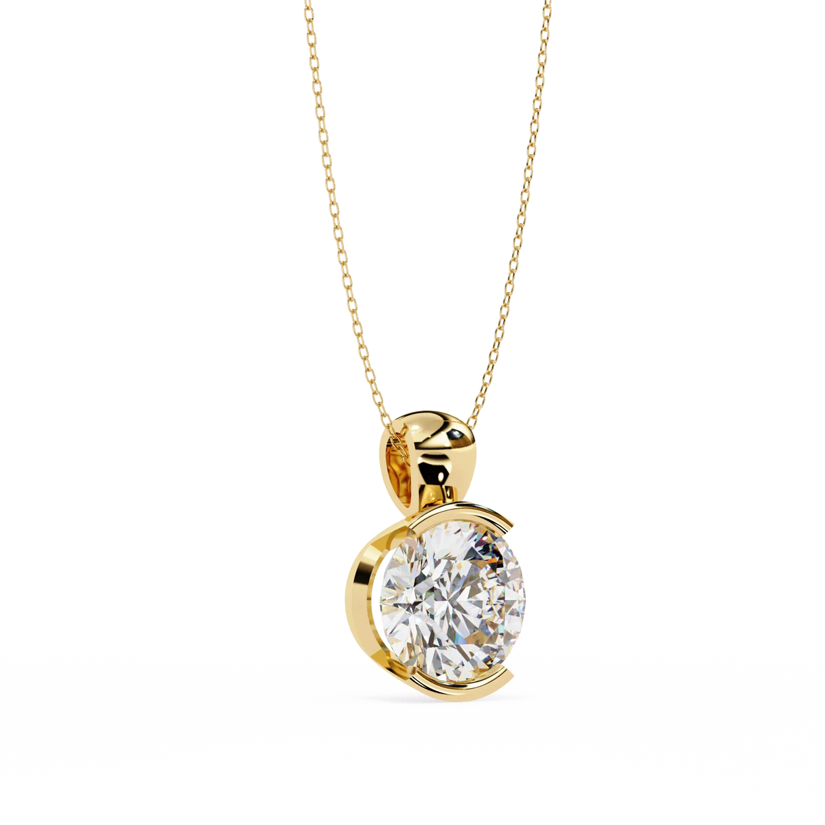 Solara Bezel Round Lab Grown Diamond Pendant - Ophiratbf