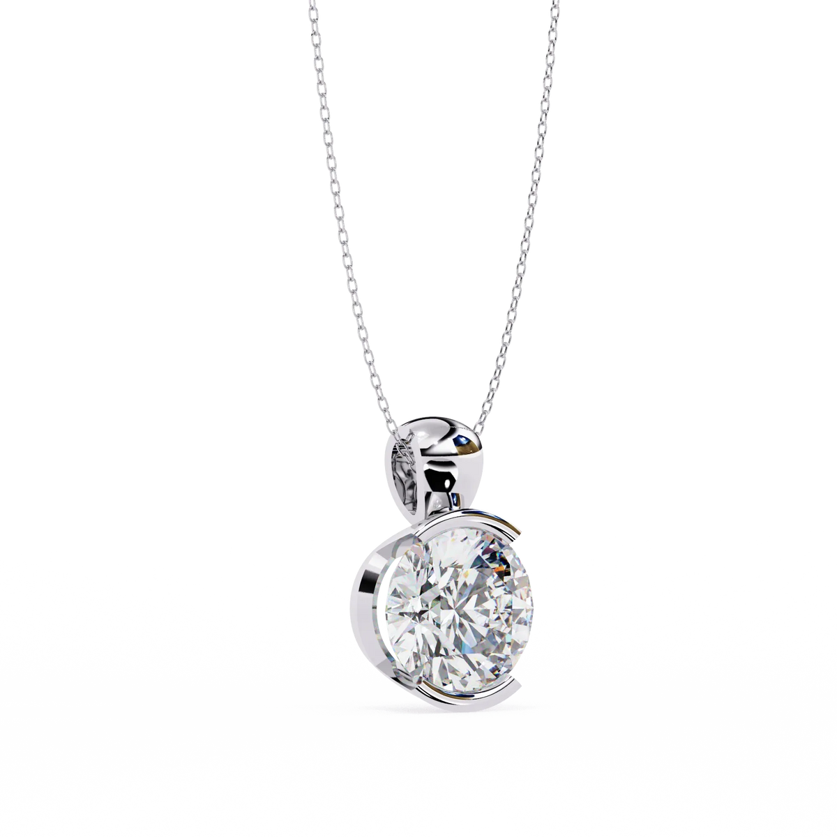 Solara Bezel Round Lab Grown Diamond Pendant - Ophiratbf