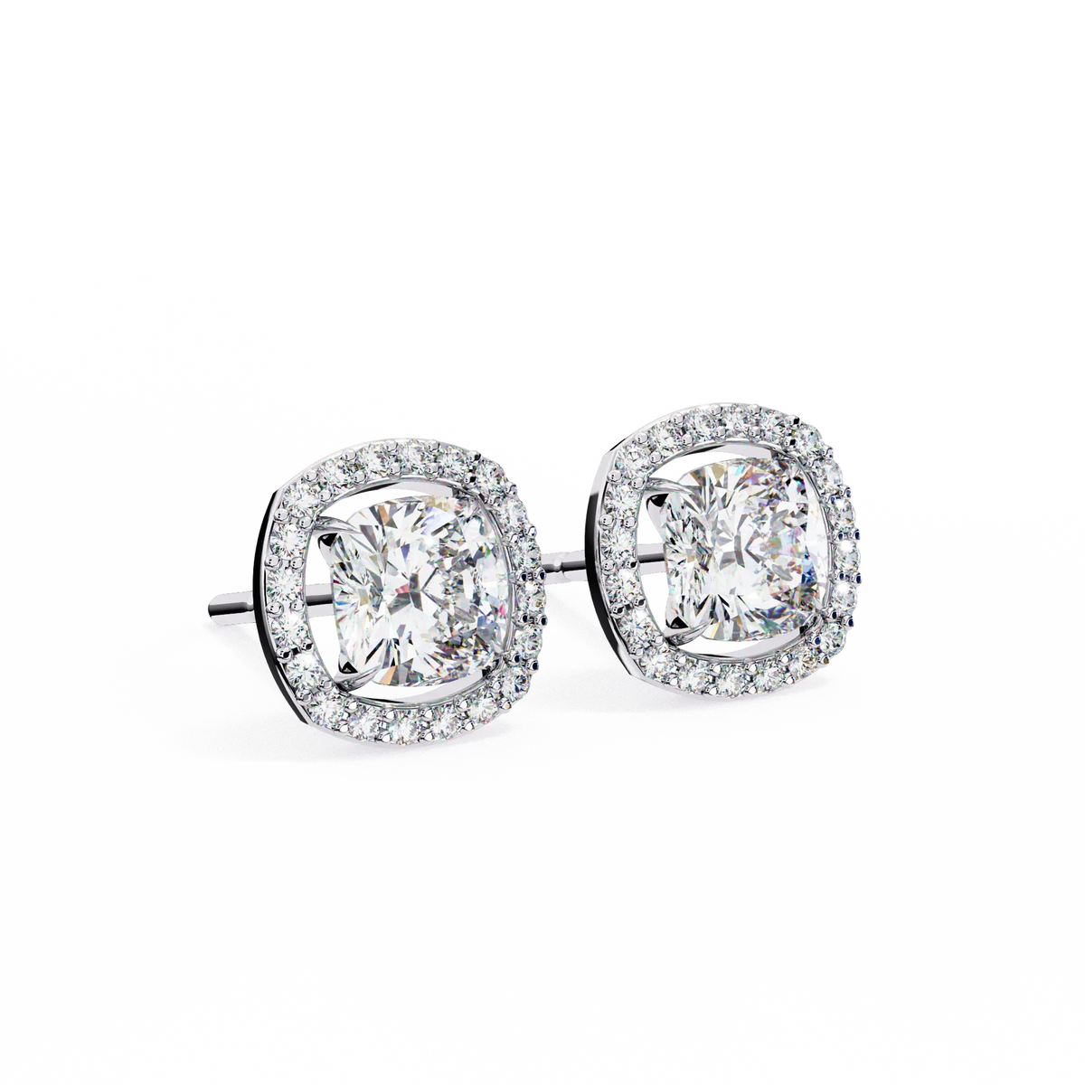 Serene Cushion Halo Lab Grown Diamond Studs - Ophiratbf