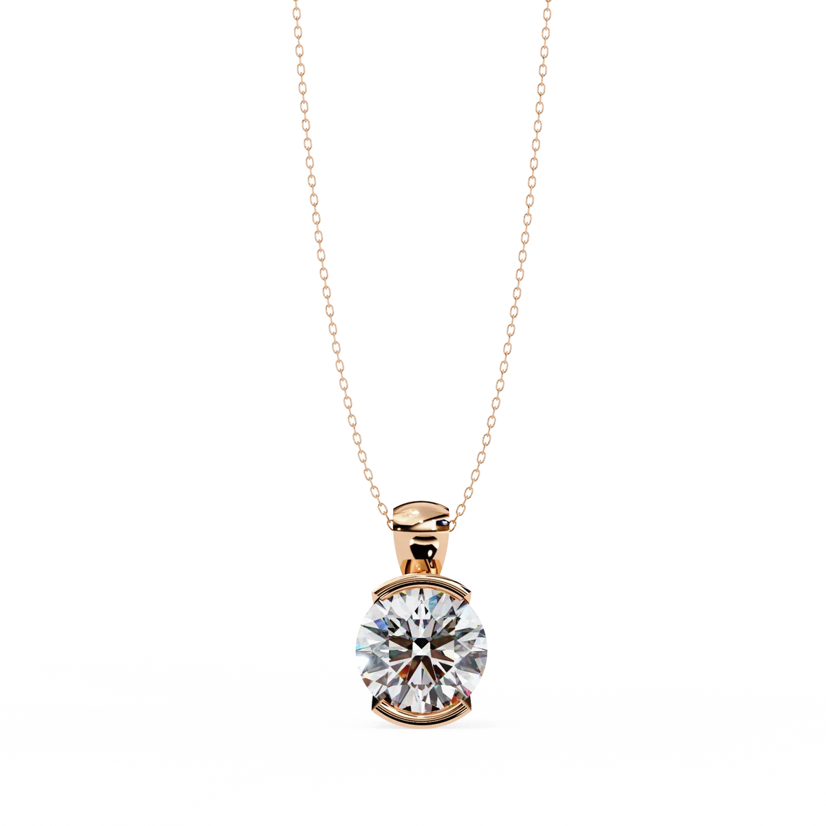 Solara Bezel Round Lab Grown Diamond Pendant - Ophiratbf