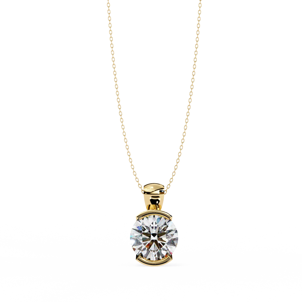 Solara Bezel Round Lab Grown Diamond Pendant - Ophiratbf