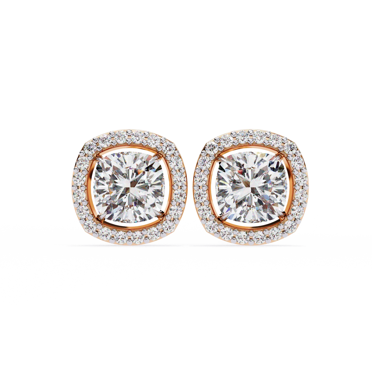 Serene Cushion Halo Lab Grown Diamond Studs - Ophiratbf