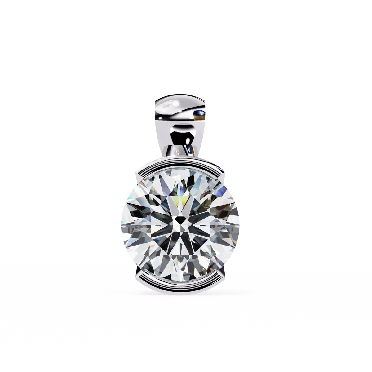 Solara Bezel Round Lab Grown Diamond Pendant - Ophiratbf