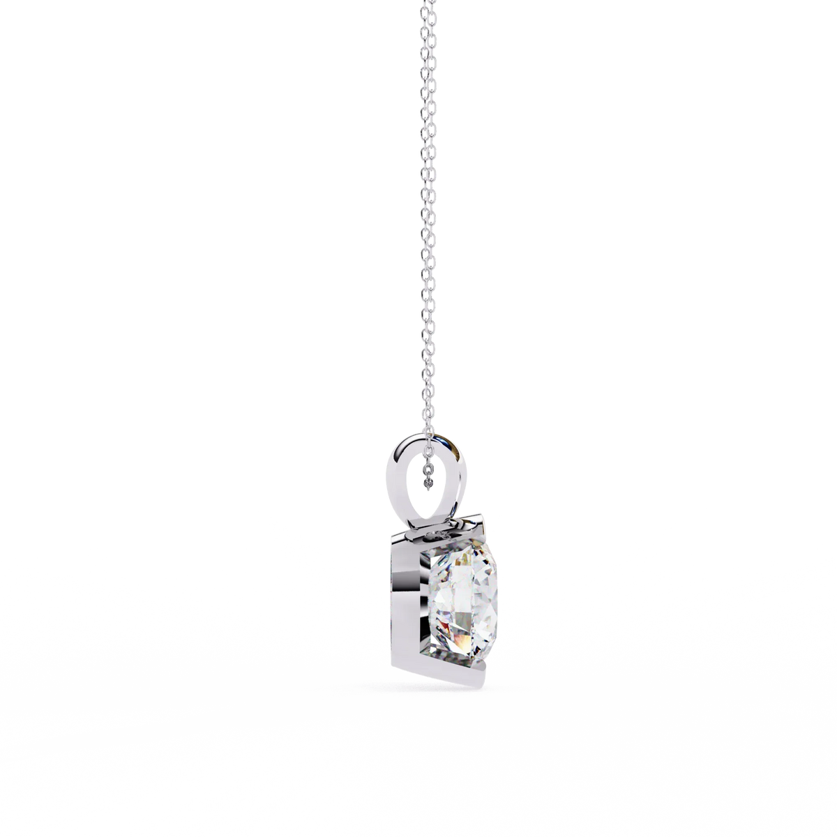 Solara Bezel Round Lab Grown Diamond Pendant - Ophiratbf