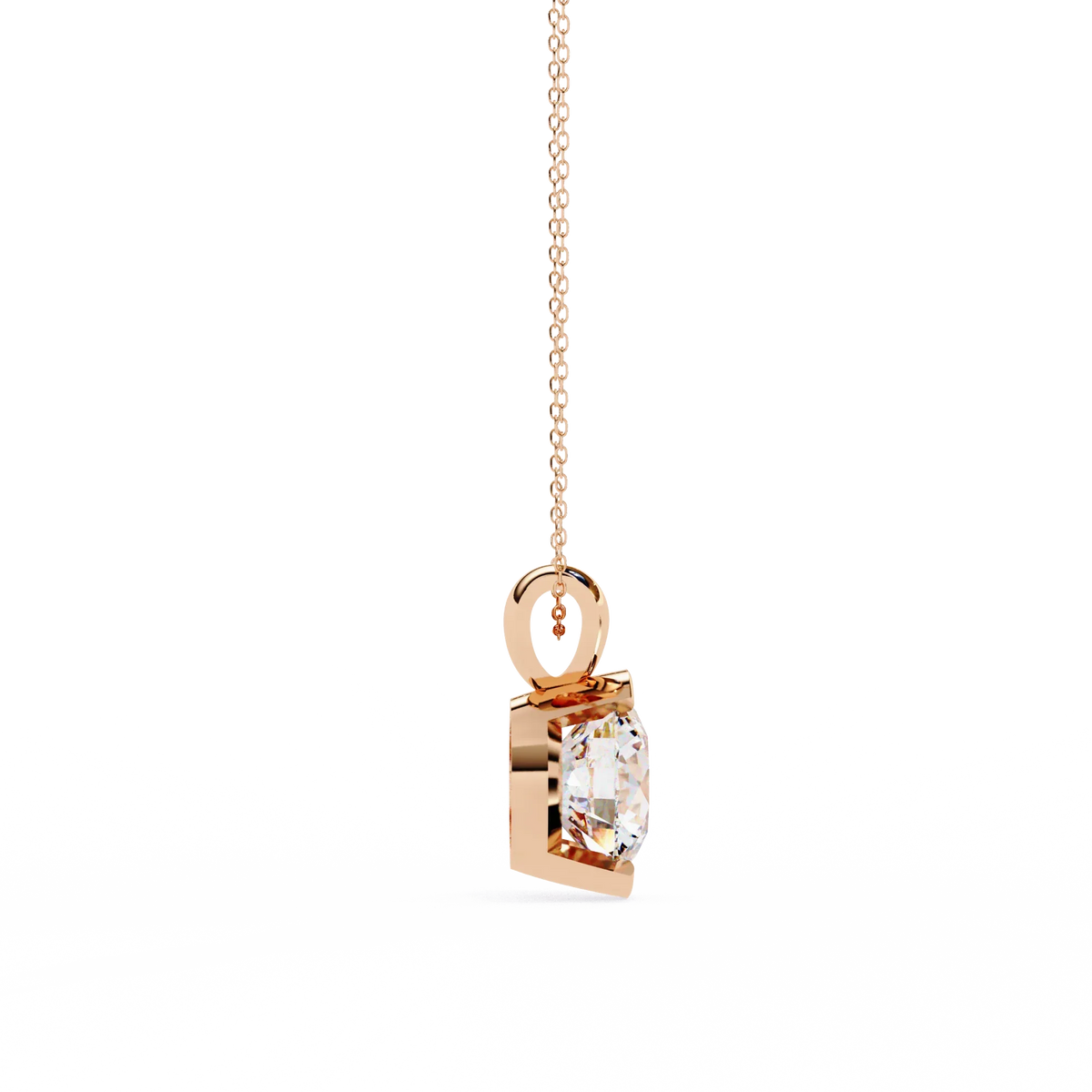Solara Bezel Round Lab Grown Diamond Pendant - Ophiratbf