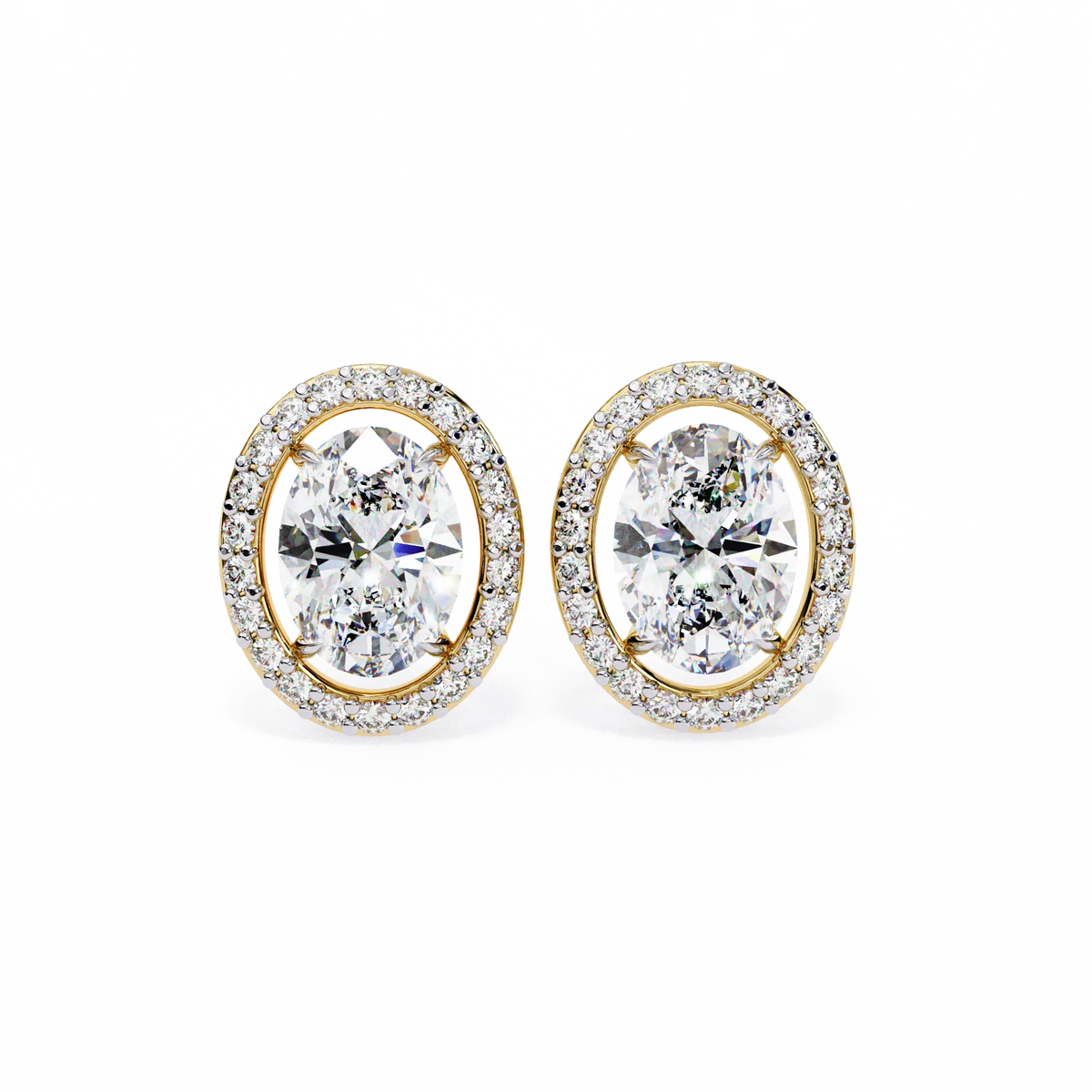Elysia Oval Halo Lab Grown Diamond Studs - Ophiratbf