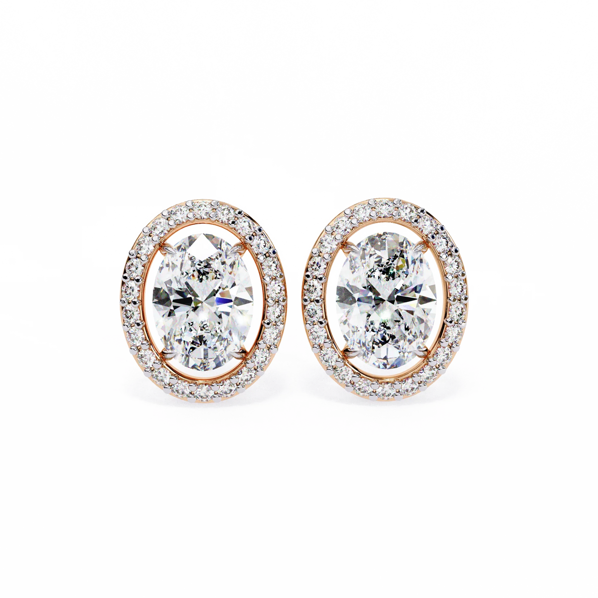 Elysia Oval Halo Lab Grown Diamond Studs - Ophiratbf