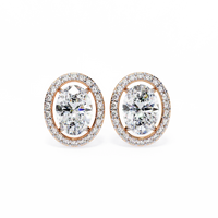 Elysia Oval Halo Lab Grown Diamond Studs - Ophiratbf