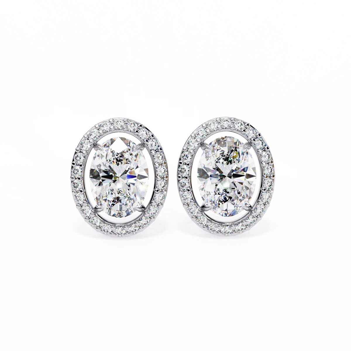 Elysia Oval Halo Lab Grown Diamond Studs - Ophiratbf