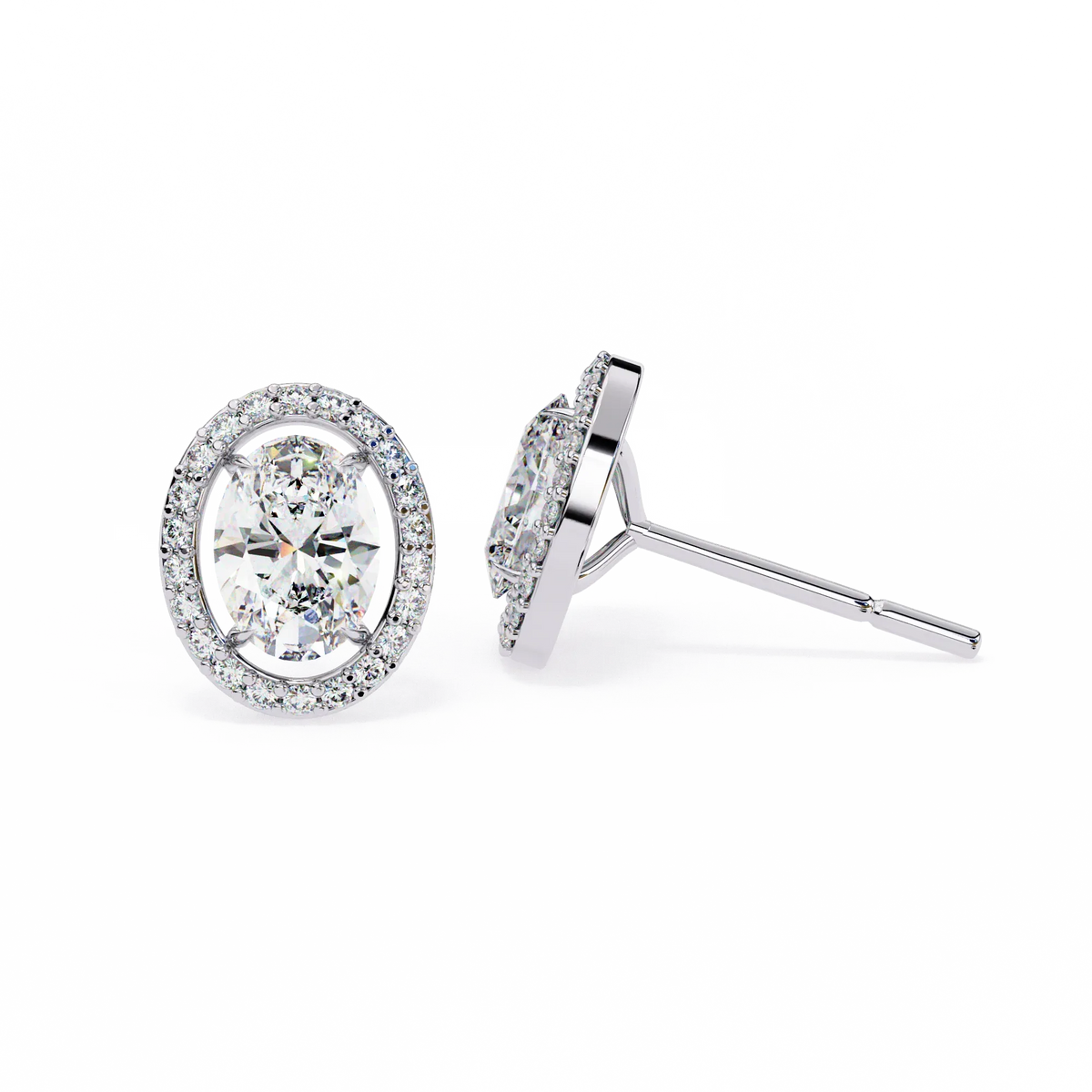 Elysia Oval Halo Lab Grown Diamond Studs - Ophiratbf