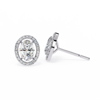 Elysia Oval Halo Lab Grown Diamond Studs - Ophiratbf