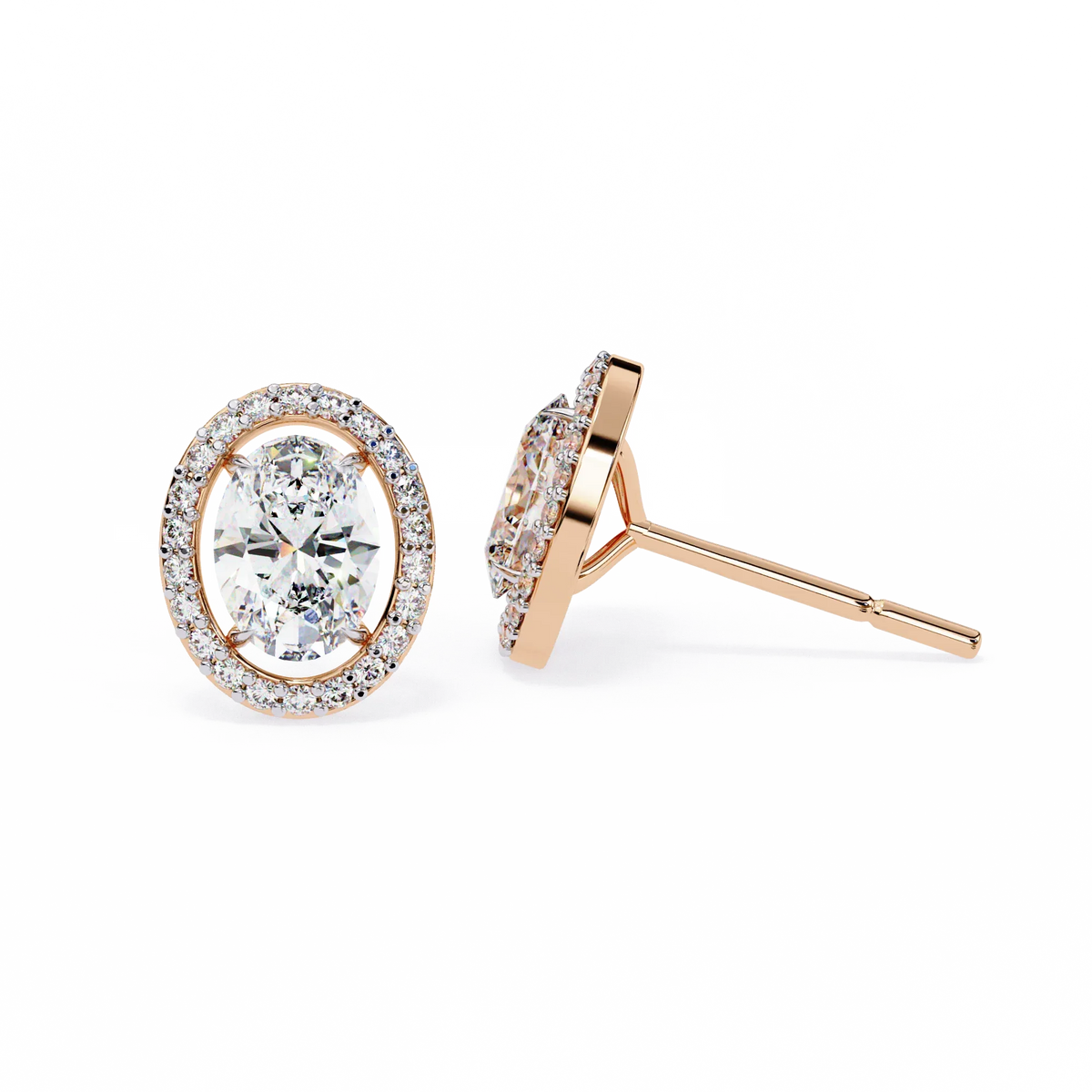 Elysia Oval Halo Lab Grown Diamond Studs - Ophiratbf
