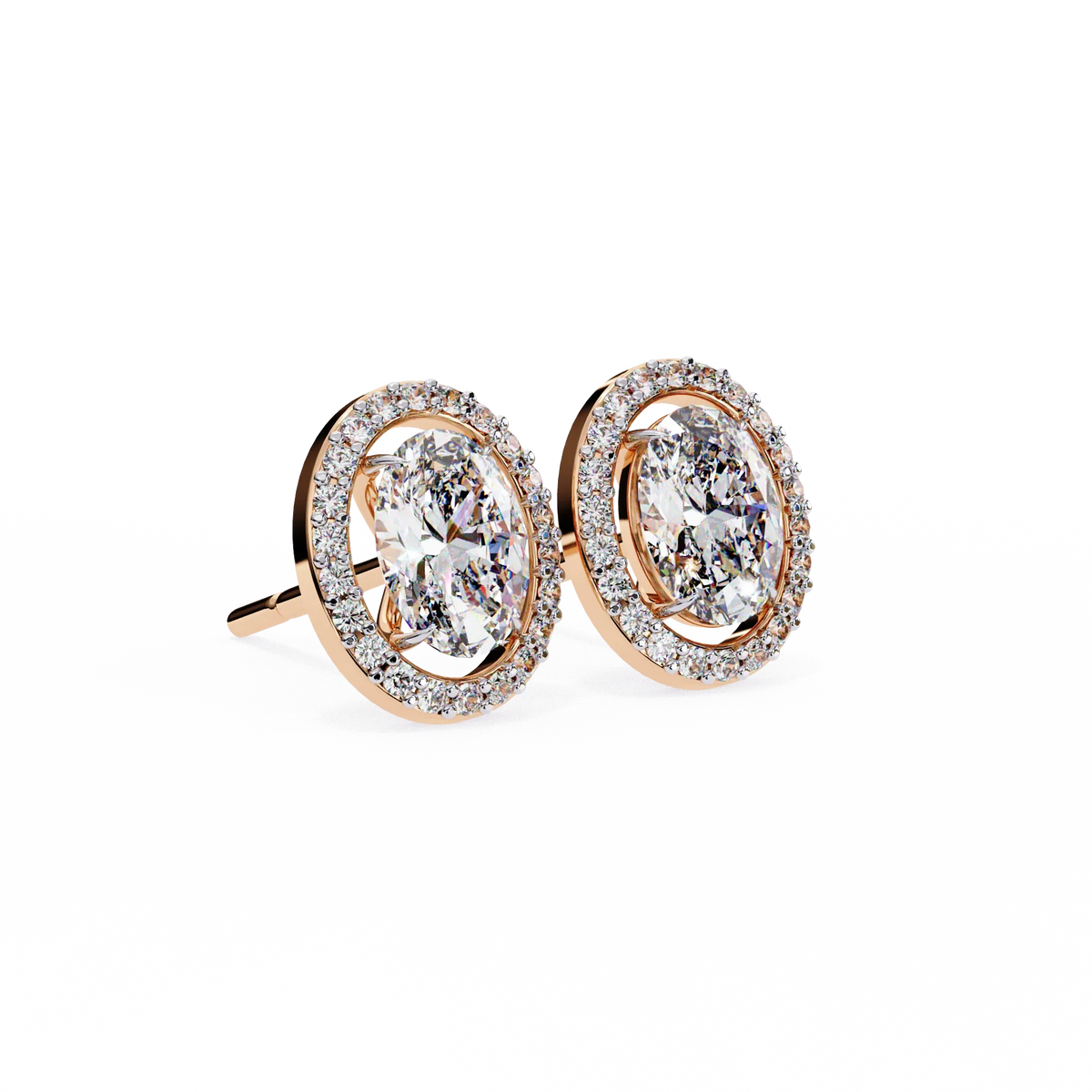 Elysia Oval Halo Lab Grown Diamond Studs - Ophiratbf