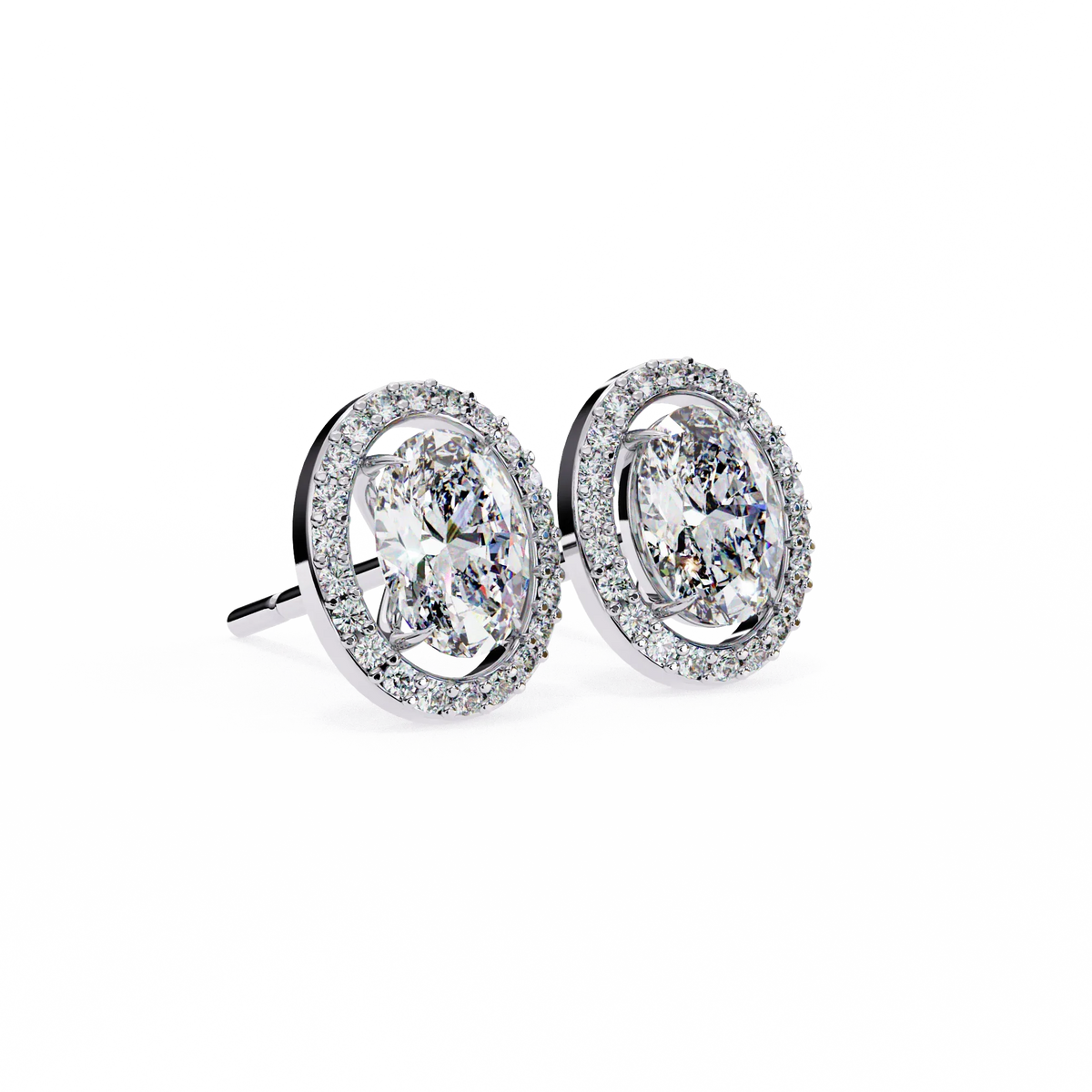 Elysia Oval Halo Lab Grown Diamond Studs - Ophiratbf