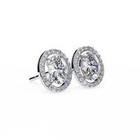 Elysia Oval Halo Lab Grown Diamond Studs - Ophiratbf