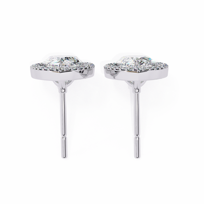 Aurora Pear Halo Lab Grown Diamond Studs