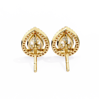 Aurora Pear Halo Lab Grown Diamond Studs