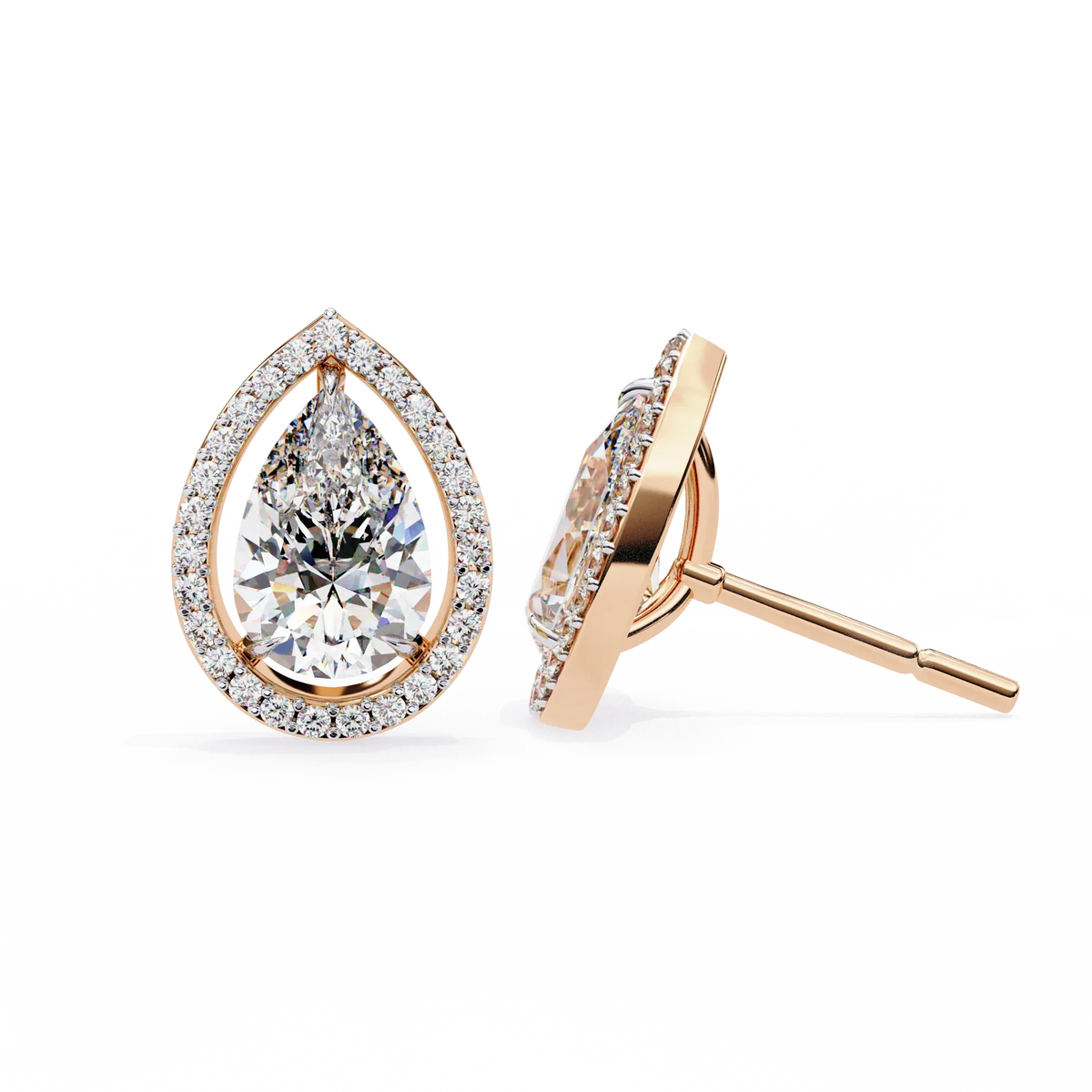 Aurora Pear Halo Lab Grown Diamond Studs - Ophiratbf