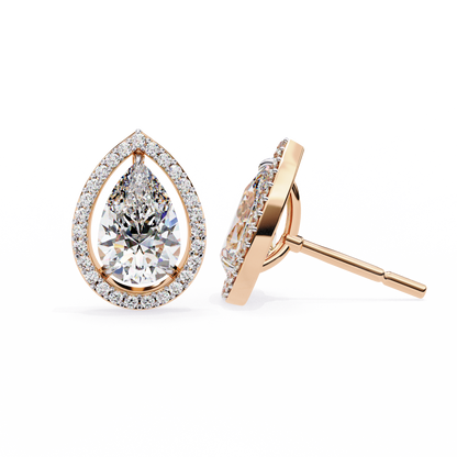 Aurora Pear Halo Lab Grown Diamond Studs