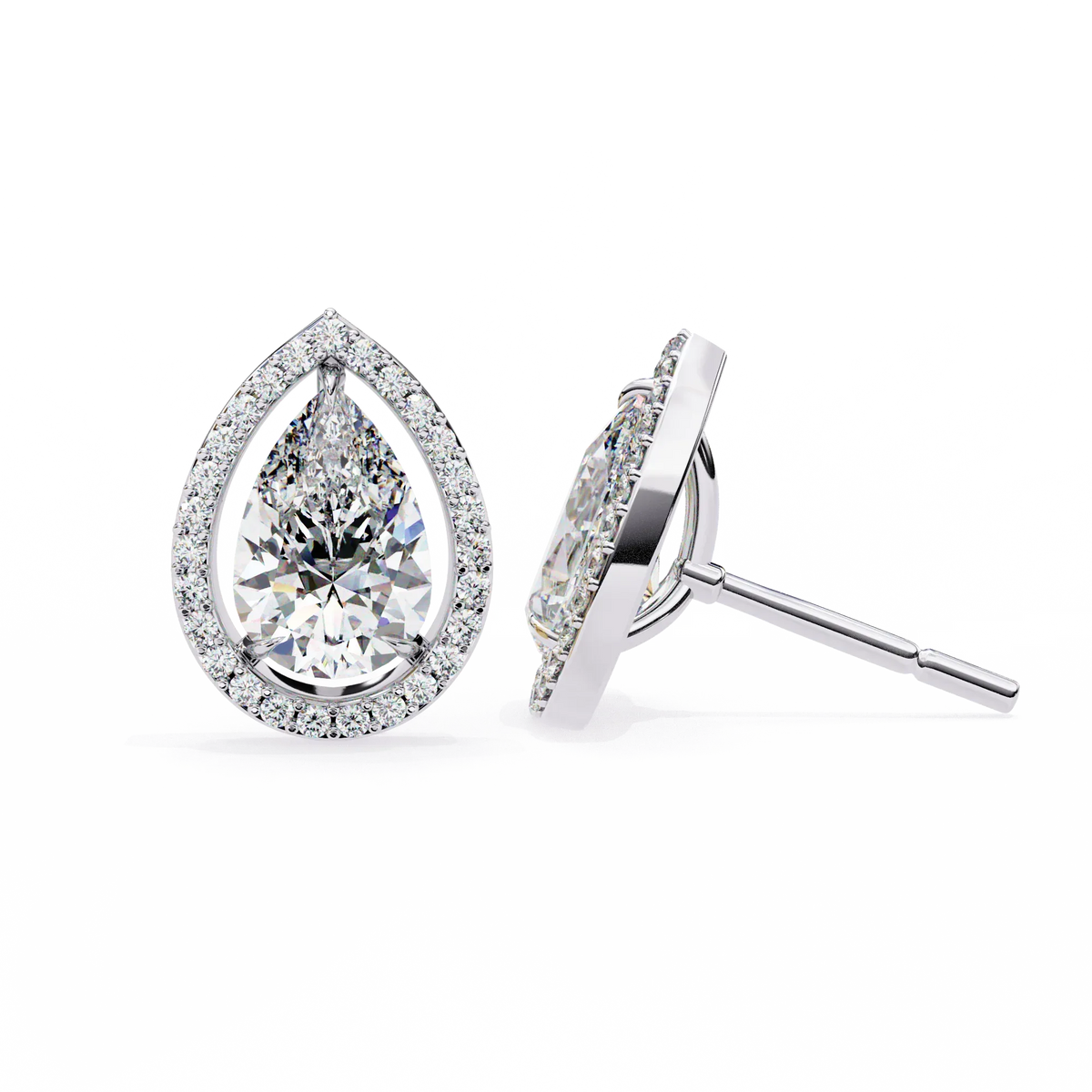 Aurora Pear Halo Lab Grown Diamond Studs - Ophiratbf
