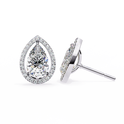 Aurora Pear Halo Lab Grown Diamond Studs