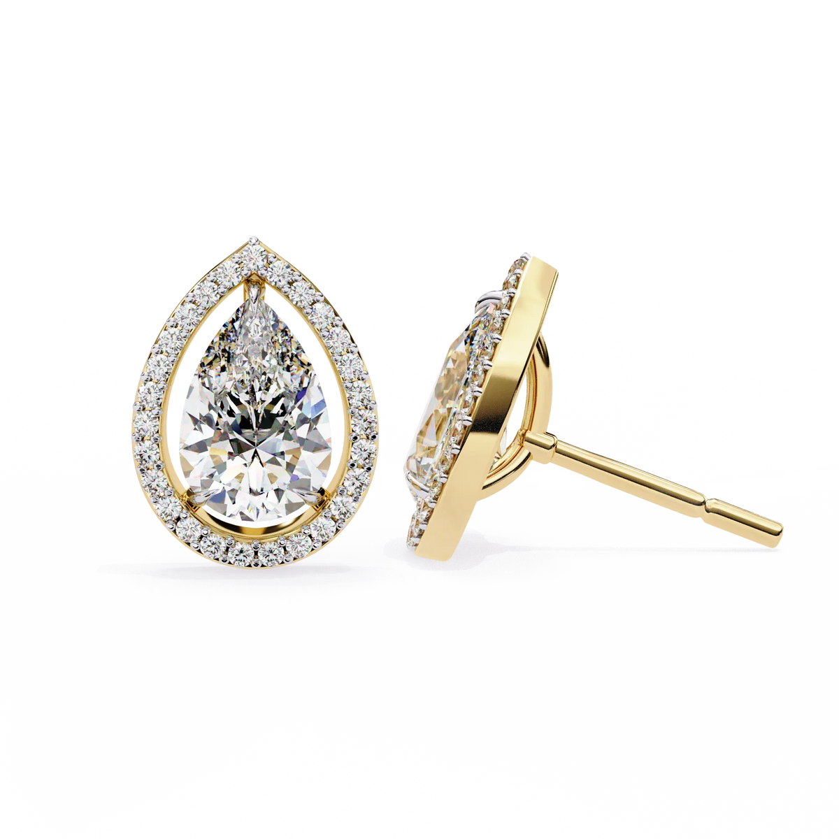 Aurora Pear Halo Lab Grown Diamond Studs - Ophiratbf