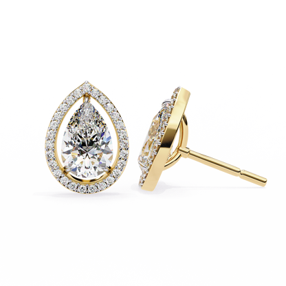 Aurora Pear Halo Lab Grown Diamond Studs
