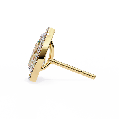 Aurora Pear Halo Lab Grown Diamond Studs