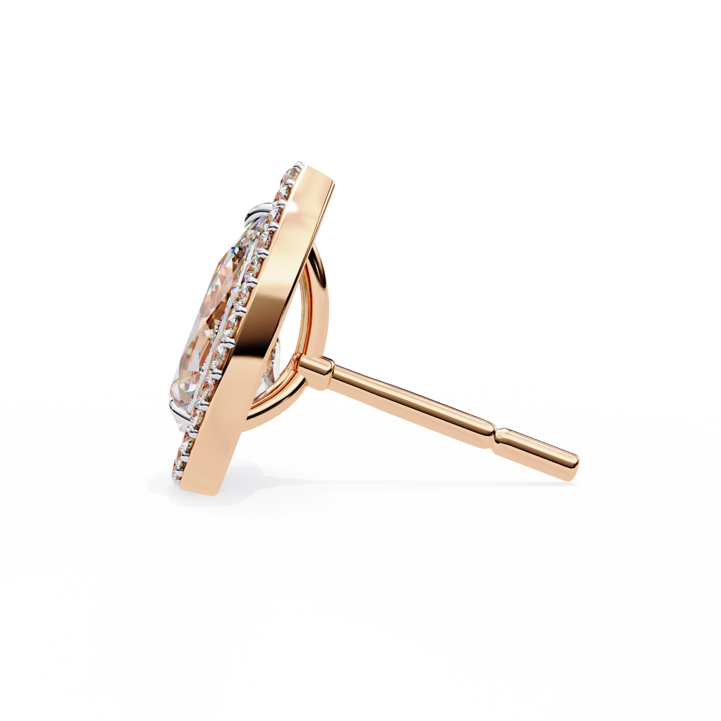 aurora pear halo lab grown diamond studs