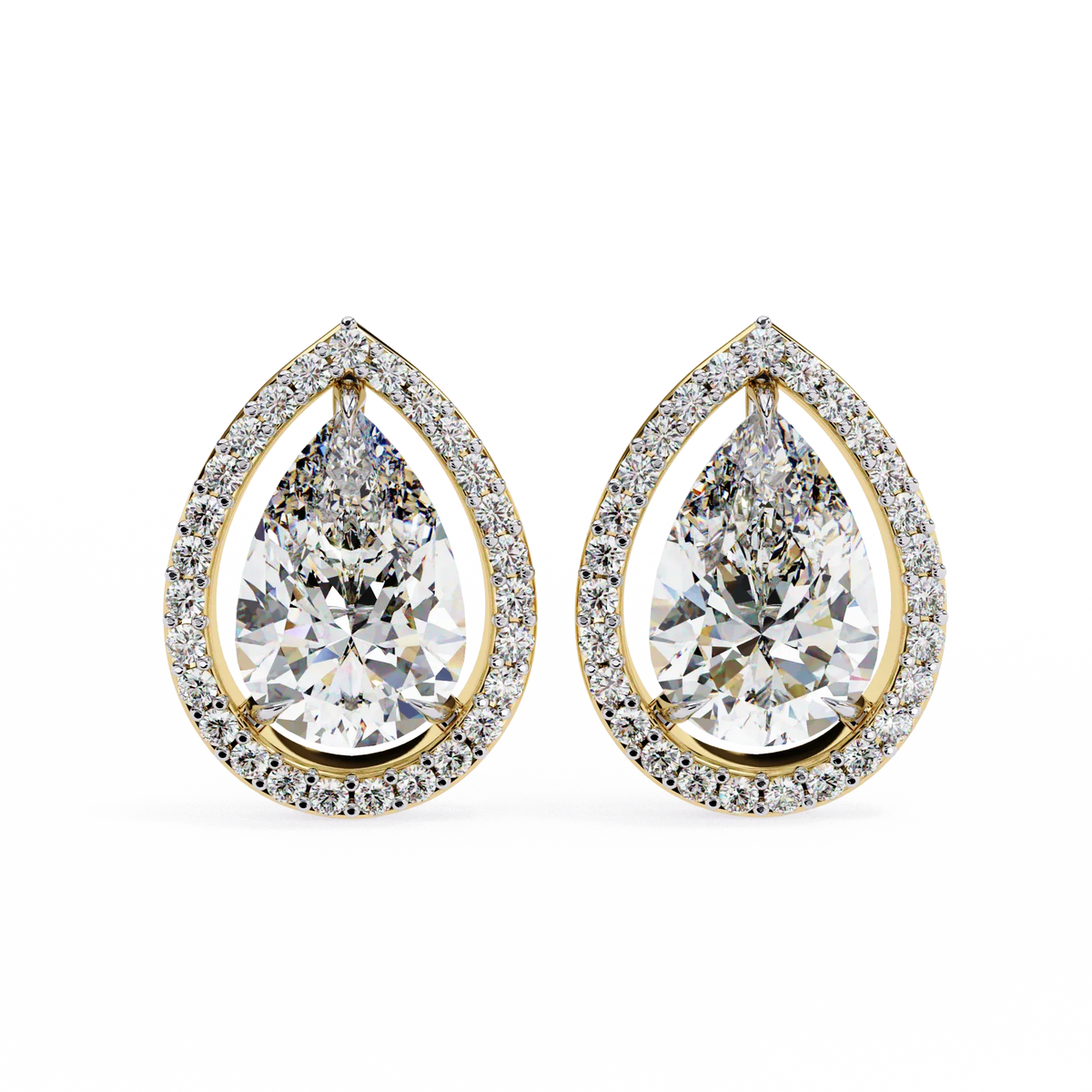 Aurora Pear Halo Lab Grown Diamond Studs - Ophiratbf