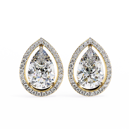 Aurora Pear Halo Lab Grown Diamond Studs