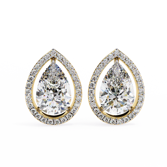 Aurora Pear Halo Lab Grown Diamond Studs