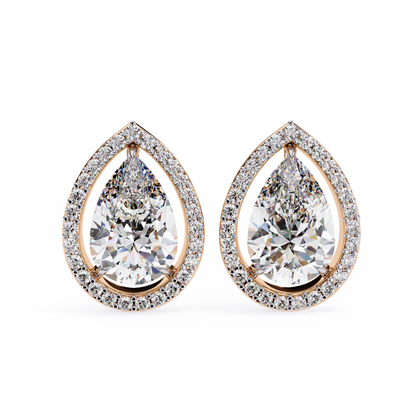 Aurora Pear Halo Lab Grown Diamond Studs