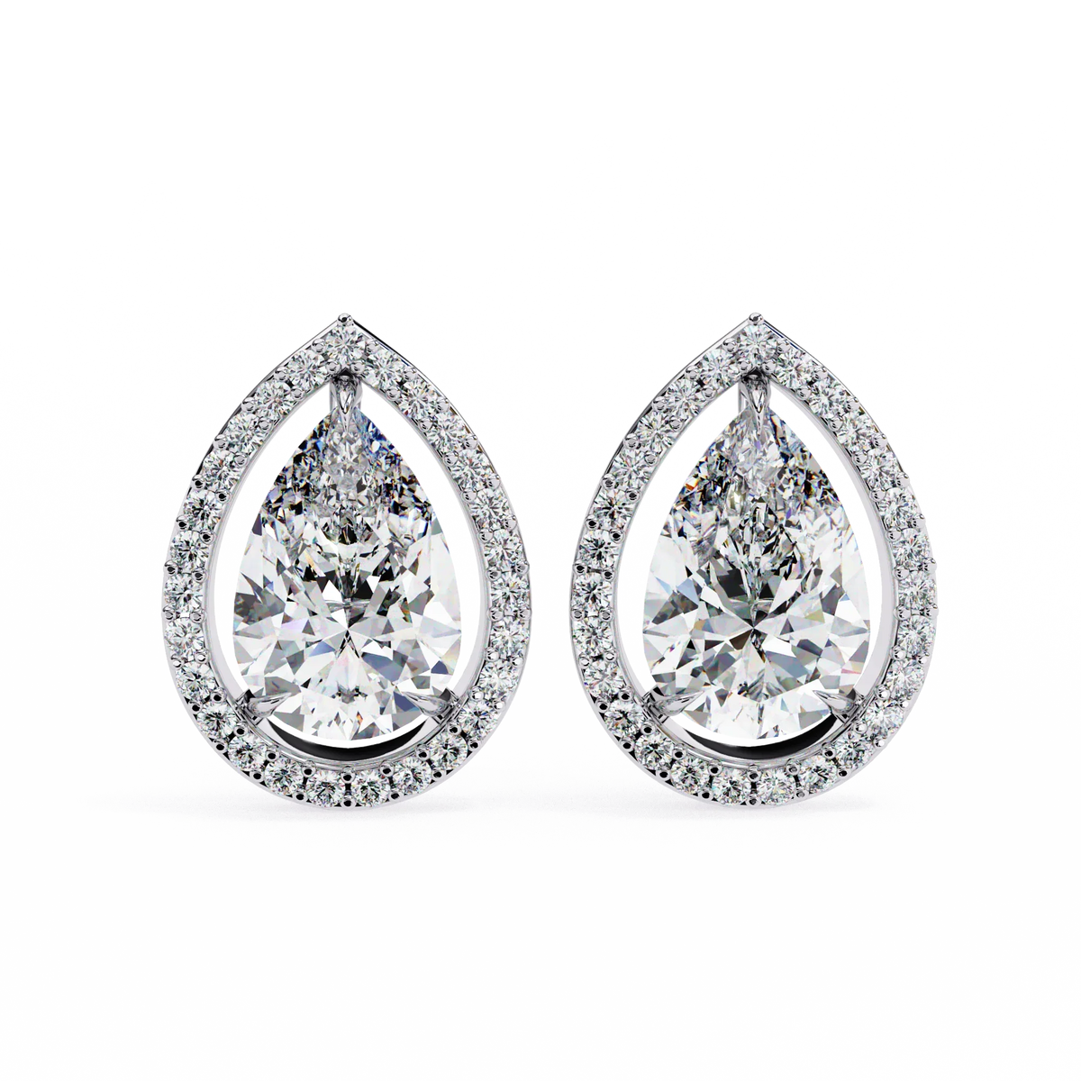 Aurora Pear Halo Lab Grown Diamond Studs - Ophiratbf