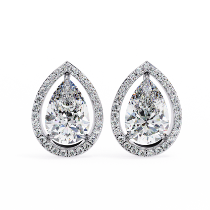 Aurora Pear Halo Lab Grown Diamond Studs