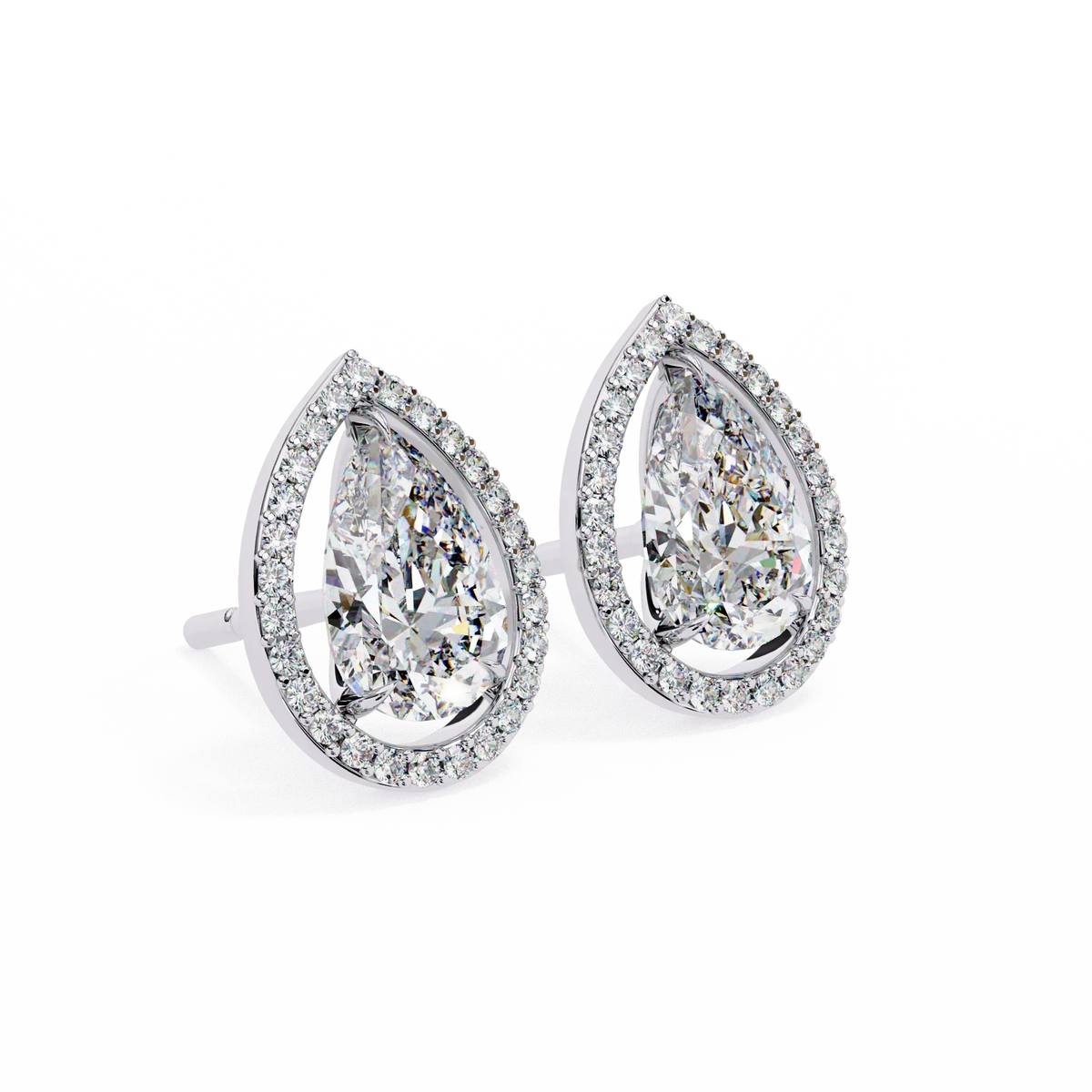 Aurora Pear Halo Lab Grown Diamond Studs - Ophiratbf