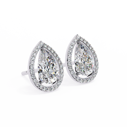 Aurora Pear Halo Lab Grown Diamond Studs