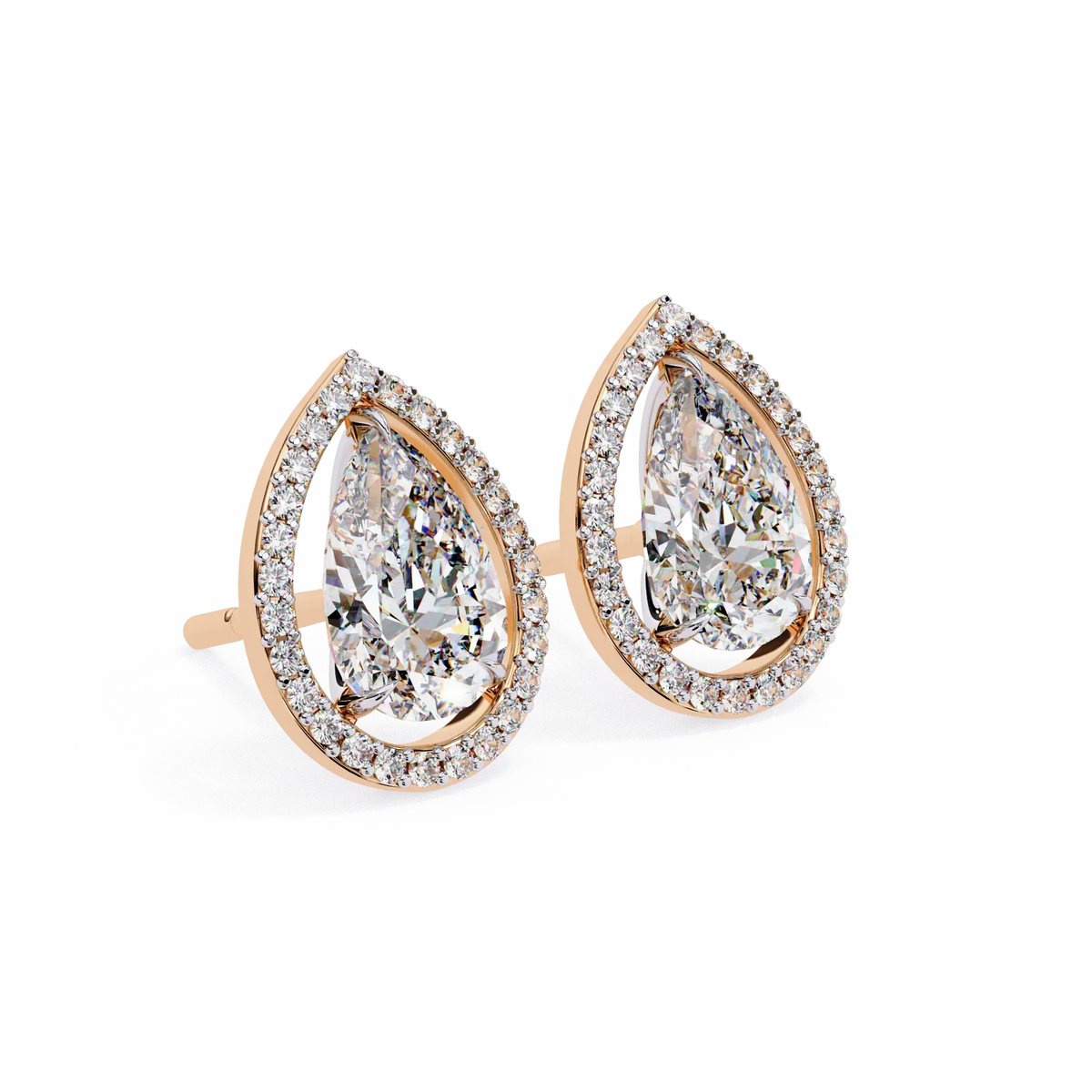 Aurora Pear Halo Lab Grown Diamond Studs - Ophiratbf