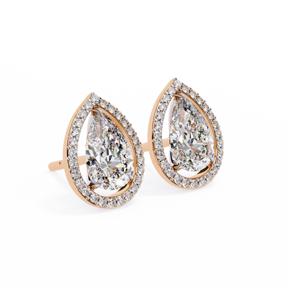 Aurora Pear Halo Lab Grown Diamond Studs
