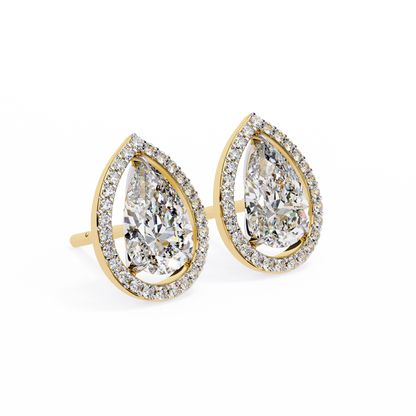 Aurora Pear Halo Lab Grown Diamond Studs