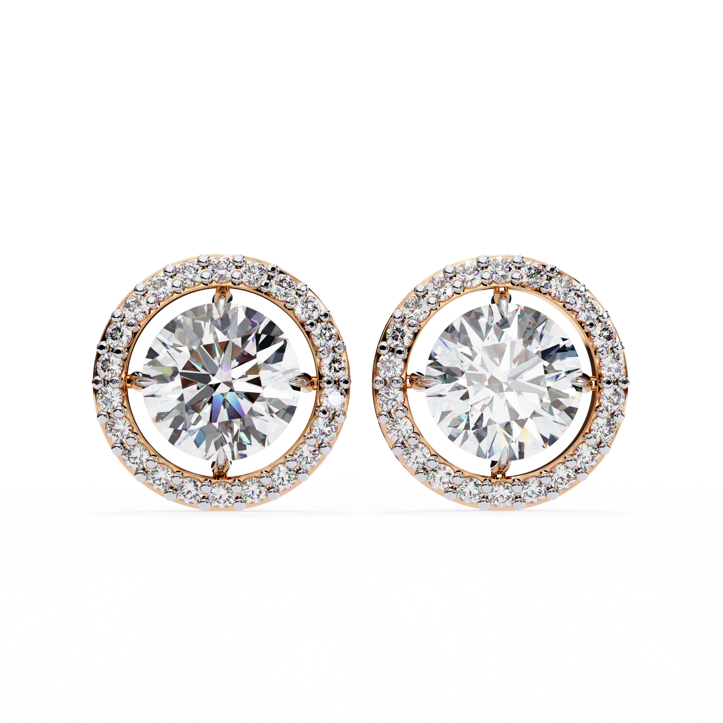 stellar floating halo lab grown diamond studs